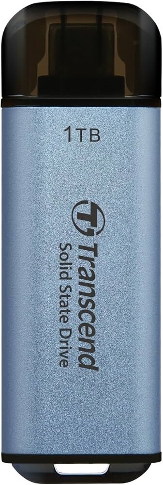Transcend ESD300C 1TB External SSD, USB 3.2 Gen2, Up to 1,050MB/s, Portable SSD with Type C, for Ste