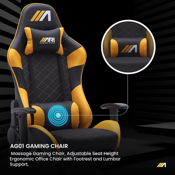 AG01 Gaming chair ( footrest + massage) Yellow & Black