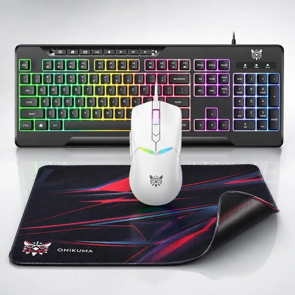 کومبو ألعاب 54 - كيبورد Onikuma G32 + ماوس CW929 + ماوس باد