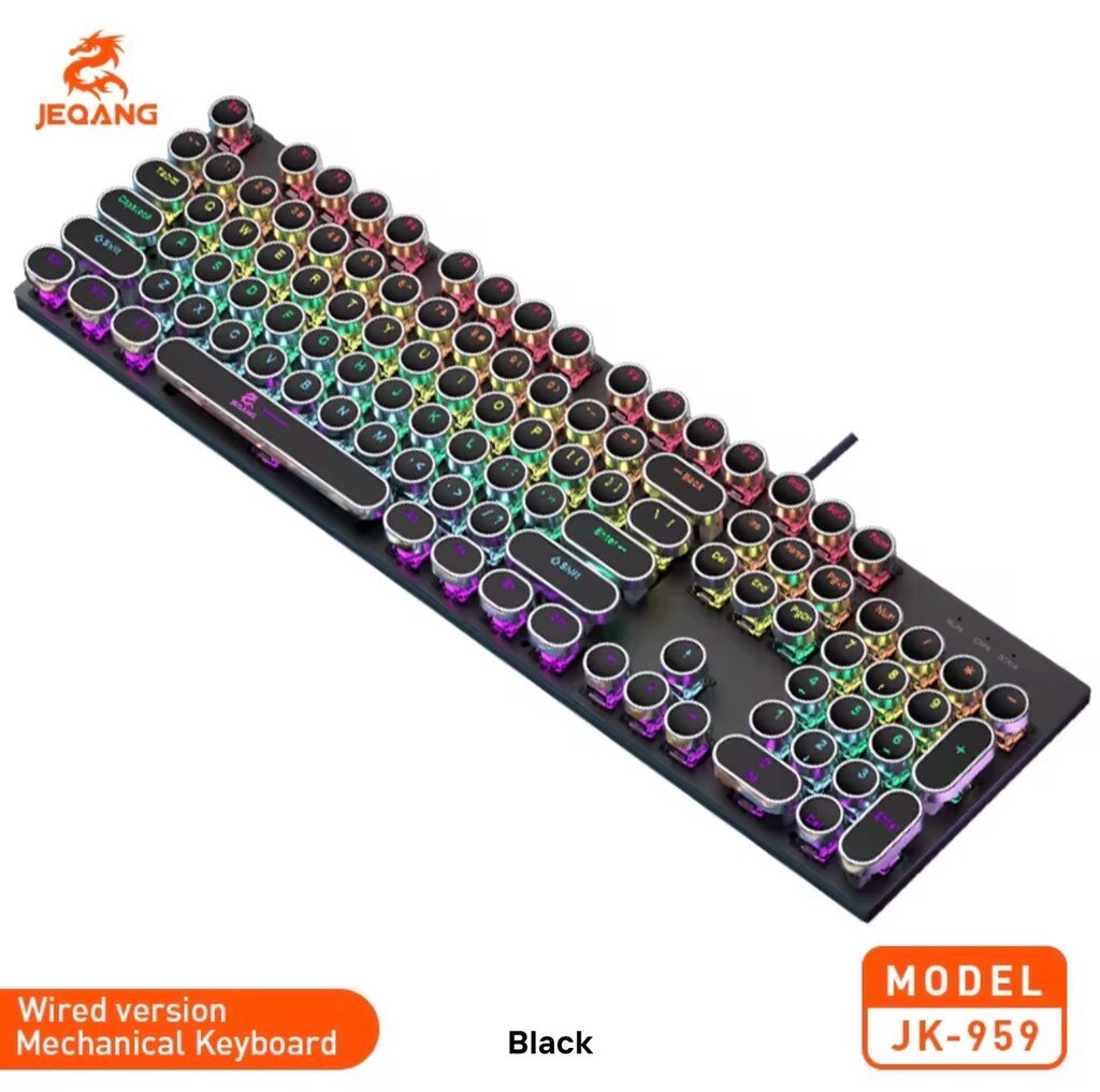كيبورد ميكانيكي JEQANG JK-959 بأزرار دائرية كلاسيكية وإضاءة RGB⁠