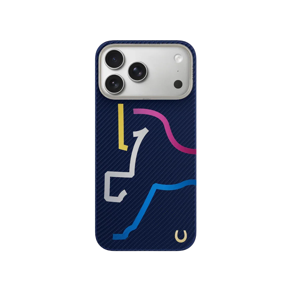 حافظة Airity Colorful Horse Bamboo Weave Kevlar لل iPhone 17 Pro Max لون (Blue Piao)