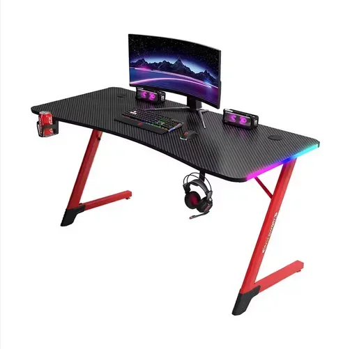 طاولة ألعاب D2209 كاربون فايبر RGB ١٤٠ سم - احمر