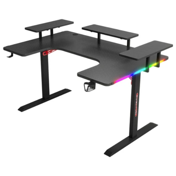 مكتب ألعاب اذر - P203 - اضاءة RGB - أسود