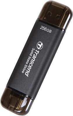 Transcend ESD310C 256GB External SSD, Up to 1,050MB/s, Dual USB Flash Drive for iPhone&iPad&Mac, Win