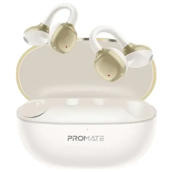 Promate AirClip-Pro - Open-Ear Earbuds - 28-Hour Battery - IPX4 Water-Resistant - Bluetooth 6 - Gold