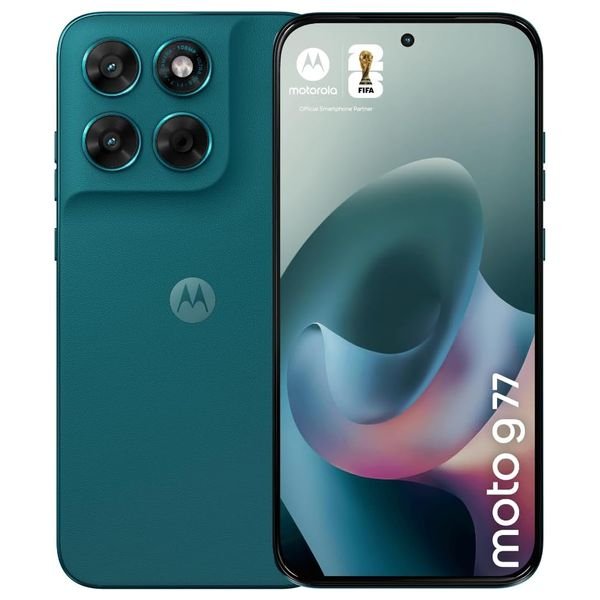 موتورولا موتو G77 - دبل سيم - شاشة 6.78 بوصة AMOLED - معالج MediaTek Dimensity 6400 - بطارية 5200 مللي أمبير بالساعة، شحن سريع 30 واط